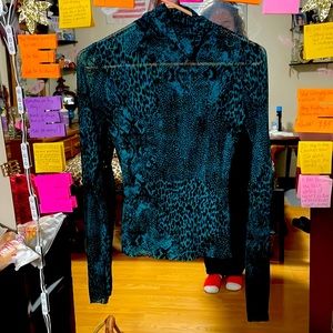 Animal print see through long sleeve with turtle neck
